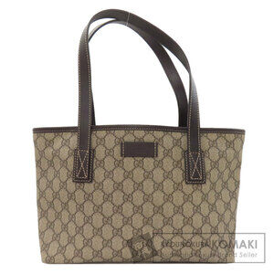 Gucci GG Supreme canvas tote bag dark brown leather